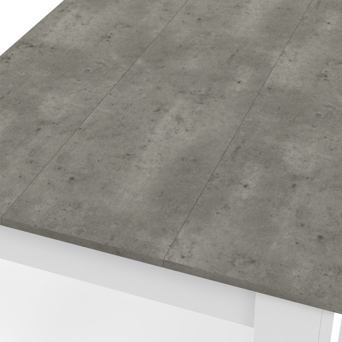 ID MARKET Table à manger rectangle ROZY 6 personnes blanc plateau effet béton 110 cm