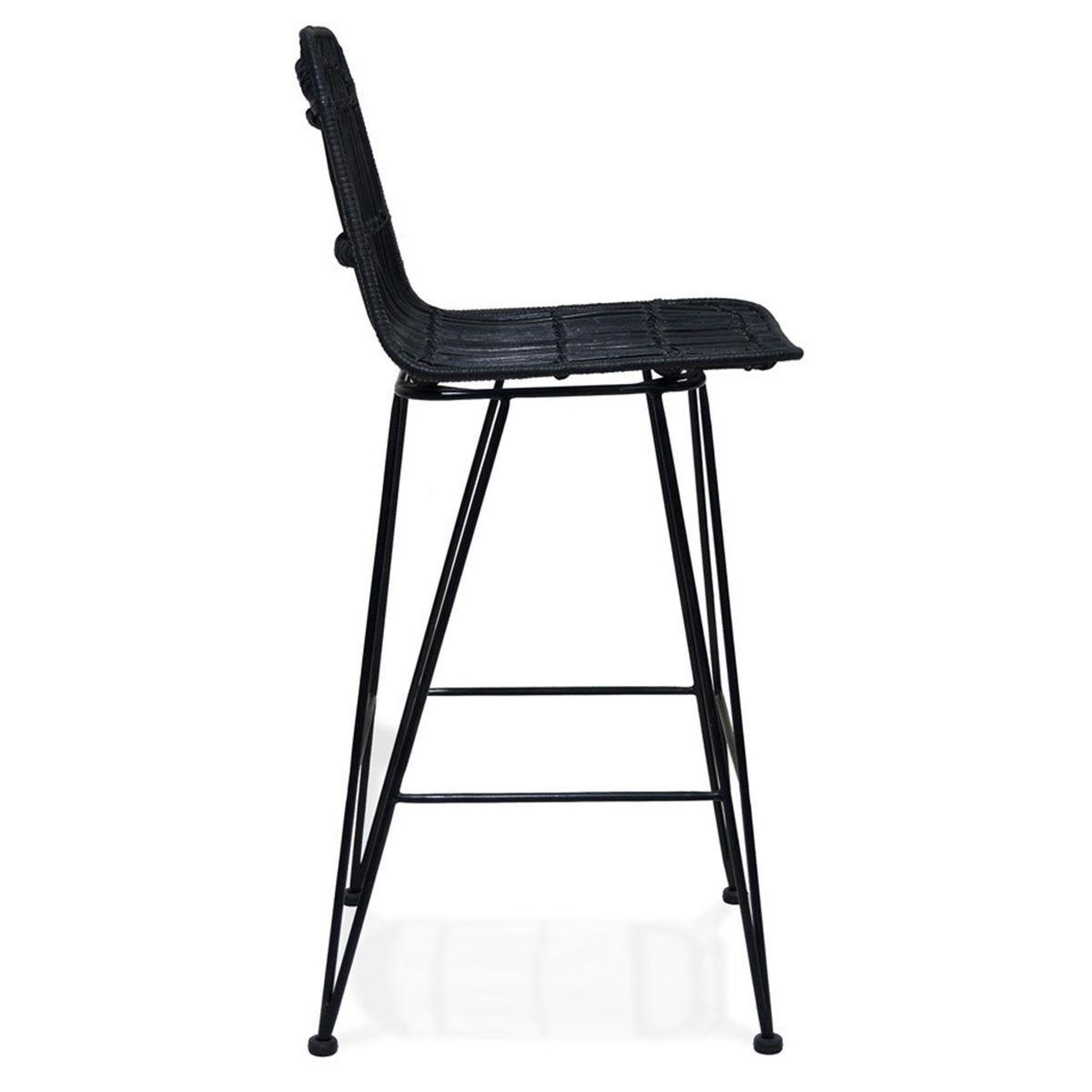 Voir la diapositive 3 : Paris Prix Tabouret de bar design en rotin  baloin  94cm noir
