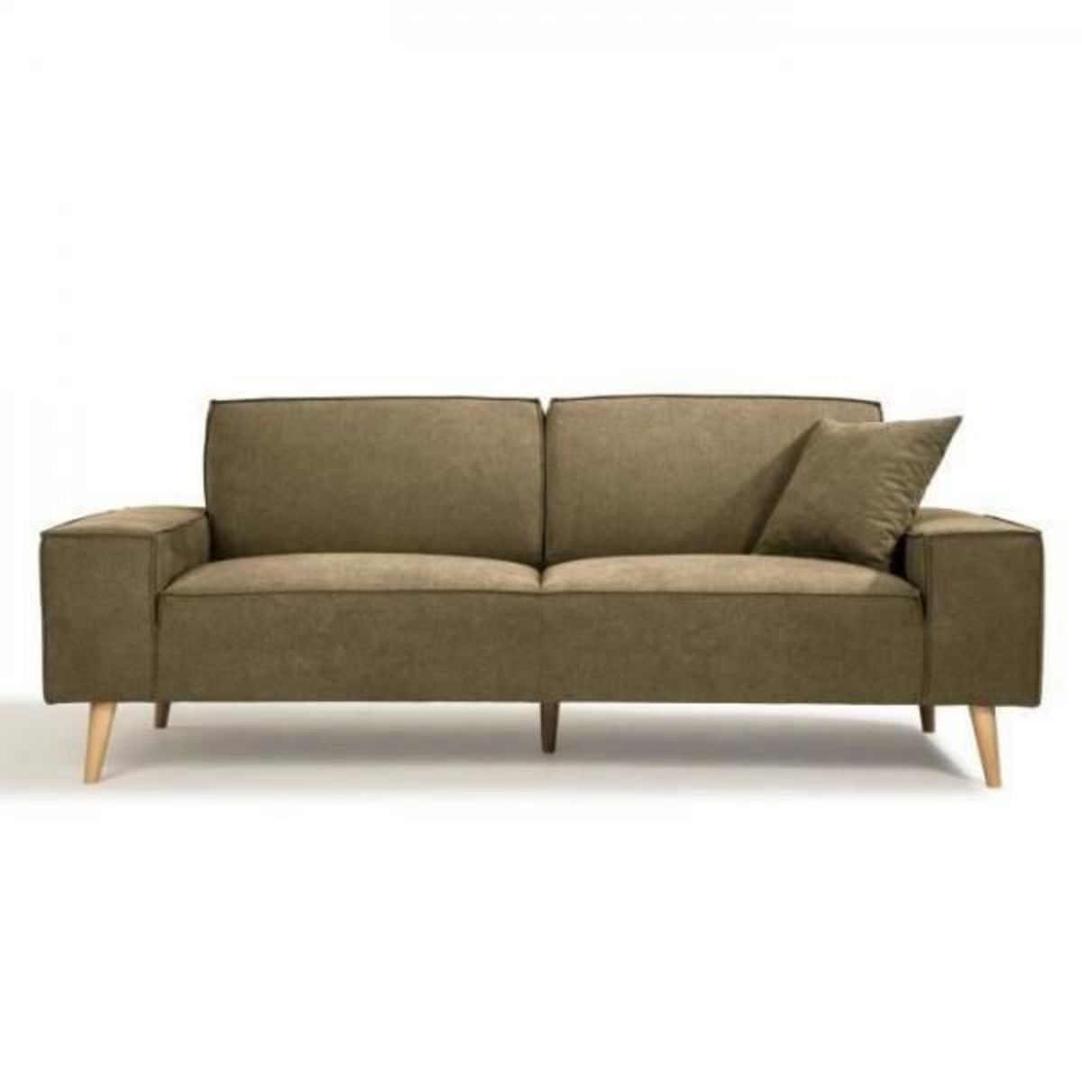 MARKET24 Hexagone - Canapé droit 3 places - Tissu Olive - L 216 x P 90 x H 80 cm - Gustave