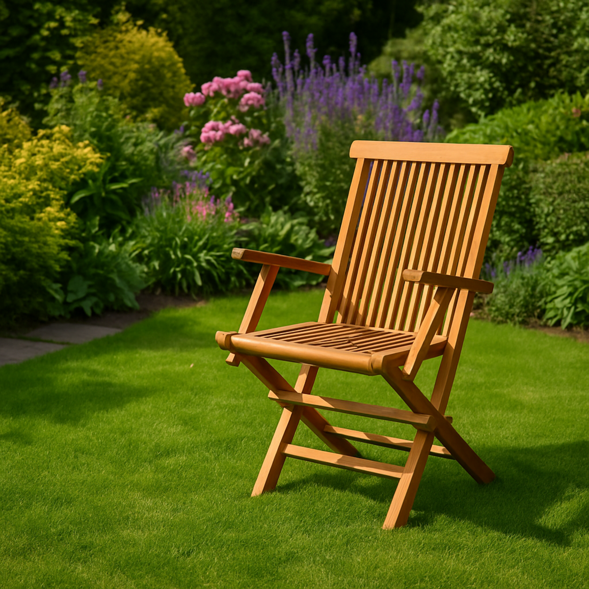 CONCEPT USINE Lot de 2 fauteuils pliants jardin teck massif brut TECK