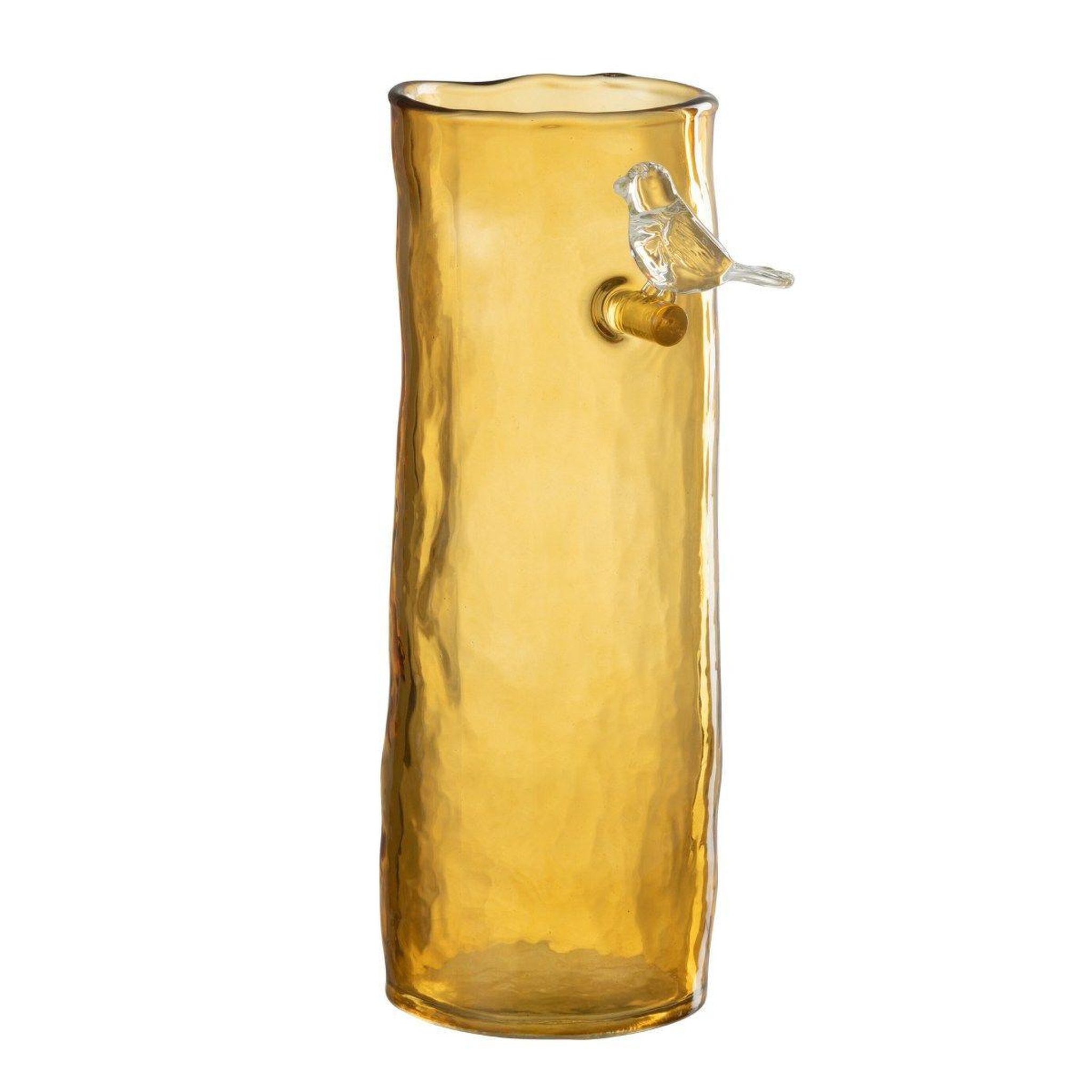 J-LINE Vase haut design  oiseau  27cm ocre