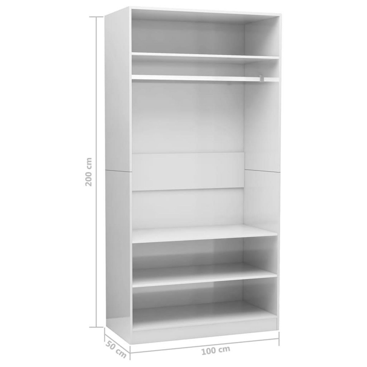 VIDAXL Garde-robe Blanc brillant 100x50x200 cm Bois d'ingenierie