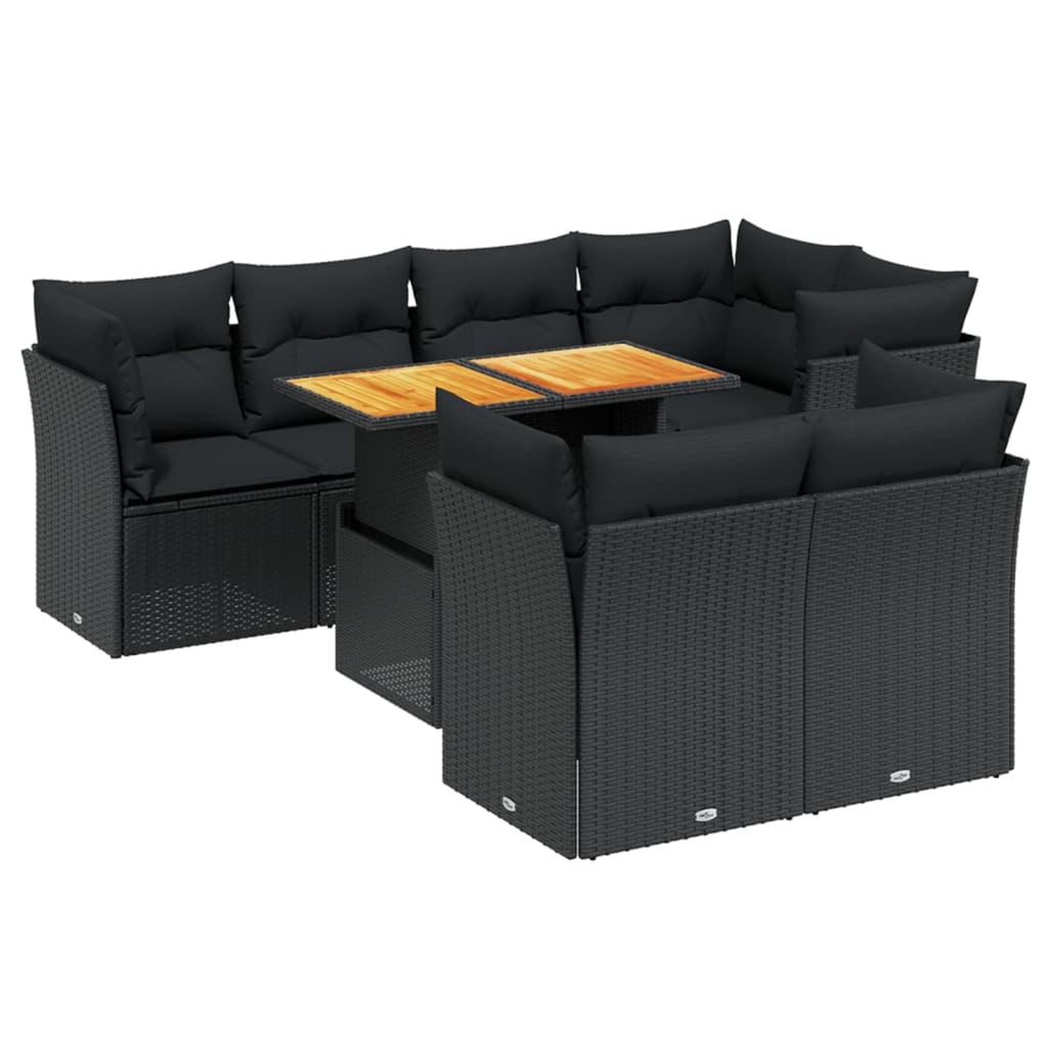 Voir la diapositive 2 : VIDAXL Salon de jardin 8 pcs avec coussins noir resine tressee