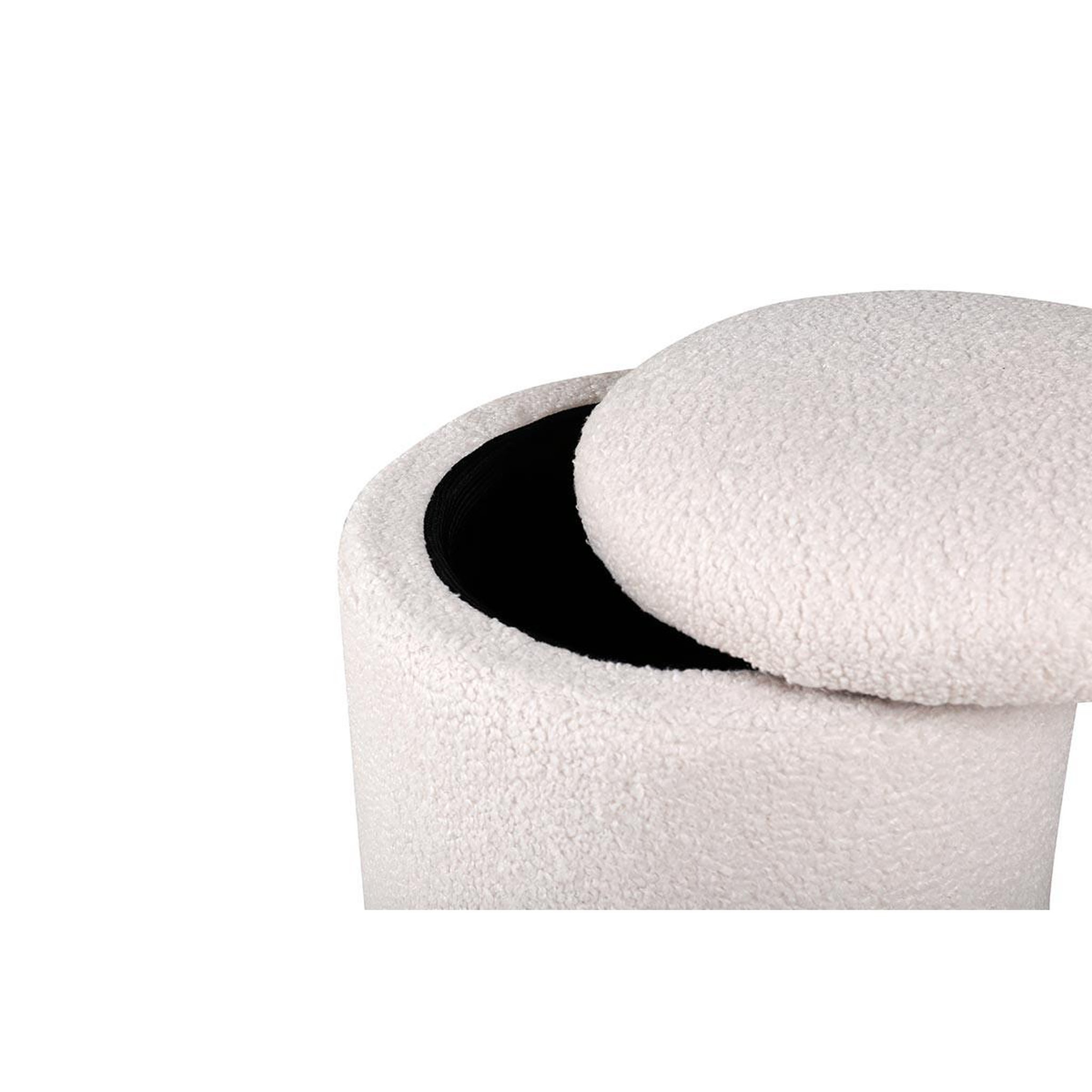 Voir la diapositive 3 : Paris Prix Pouf coffre tissu bouclette  limpen  40cm blanc