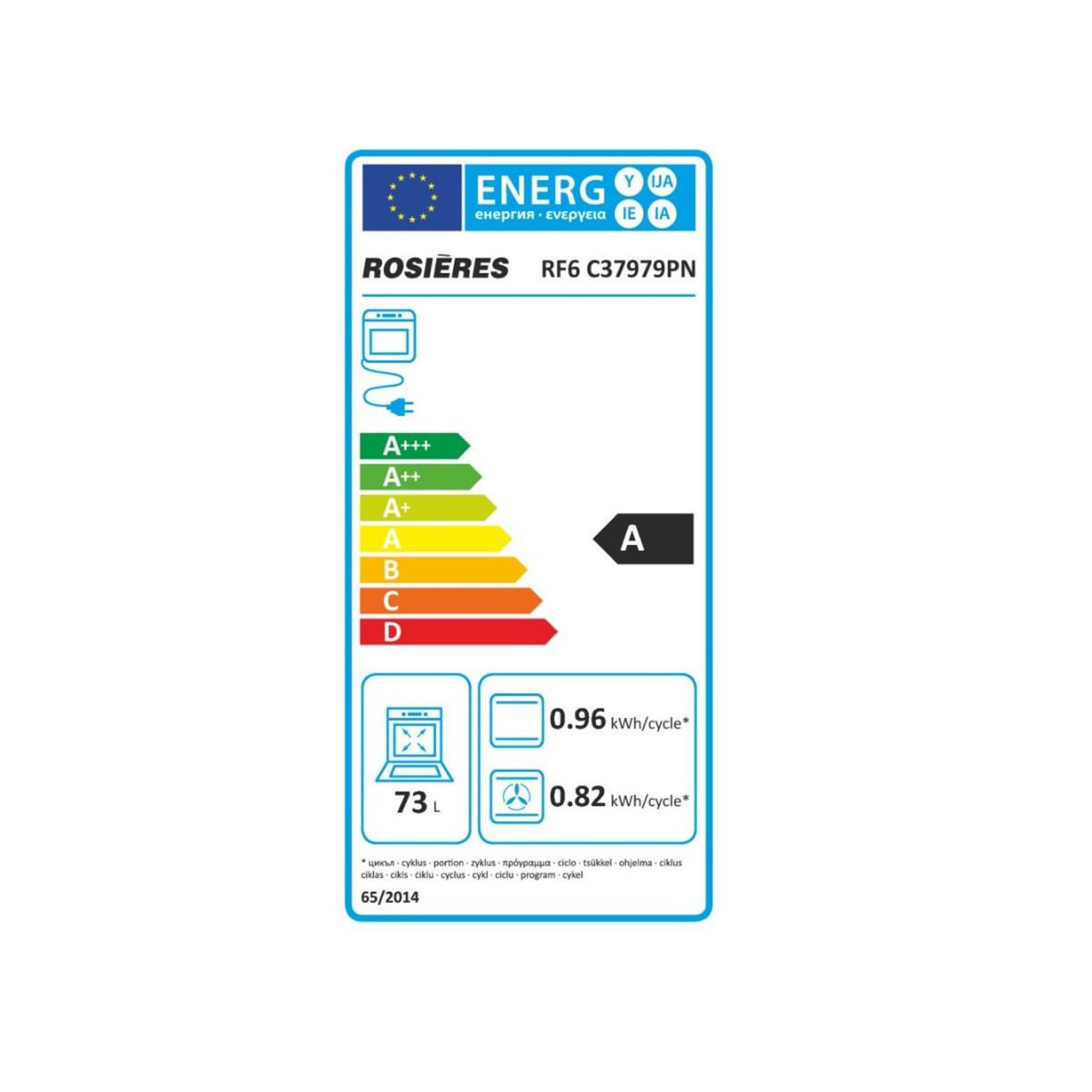 Rosieres Four intégrable 73l 60cm pyrolyse noir - RF6C37979PN