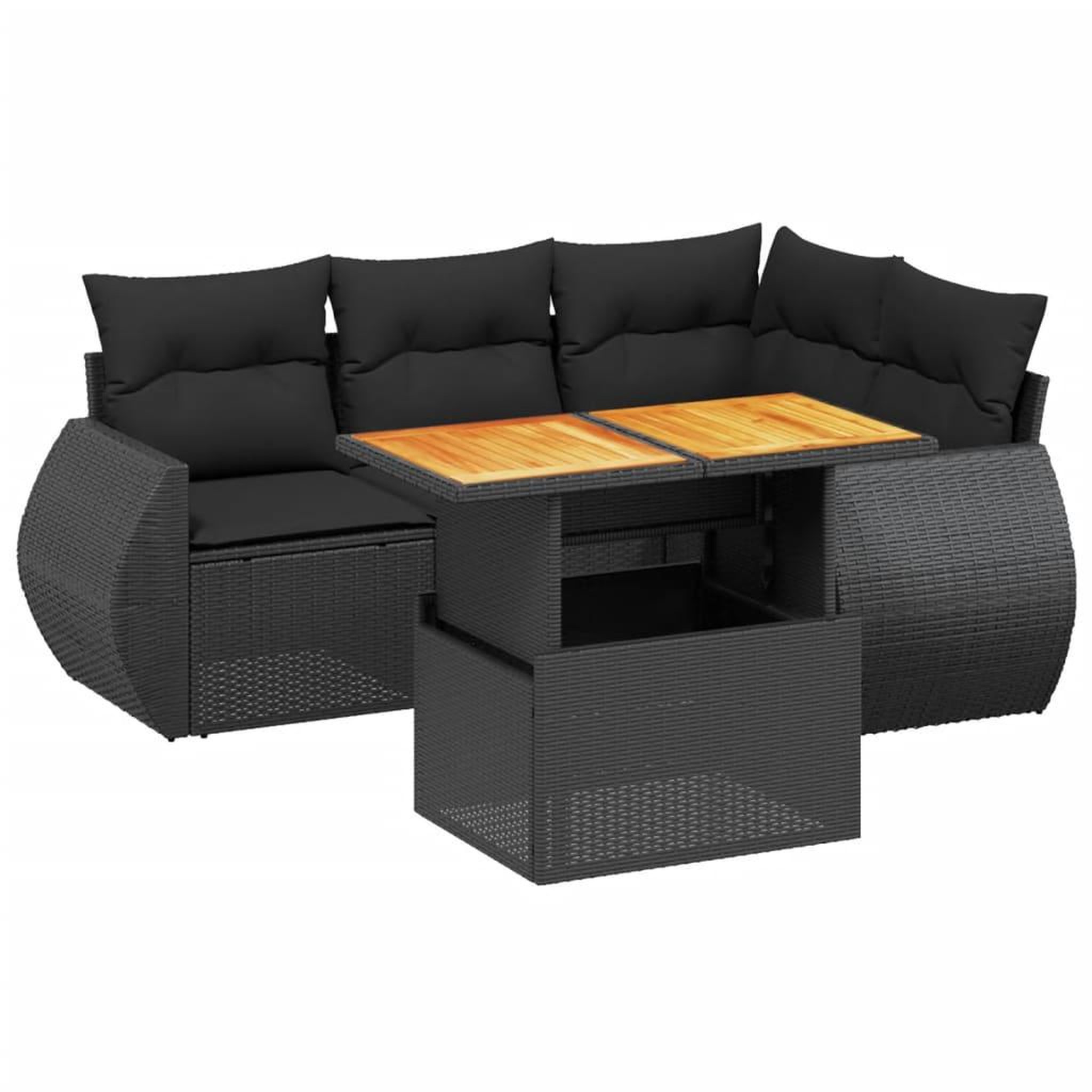 Voir la diapositive 2 : VIDAXL Salon de jardin 5 pcs avec coussins noir resine tressee