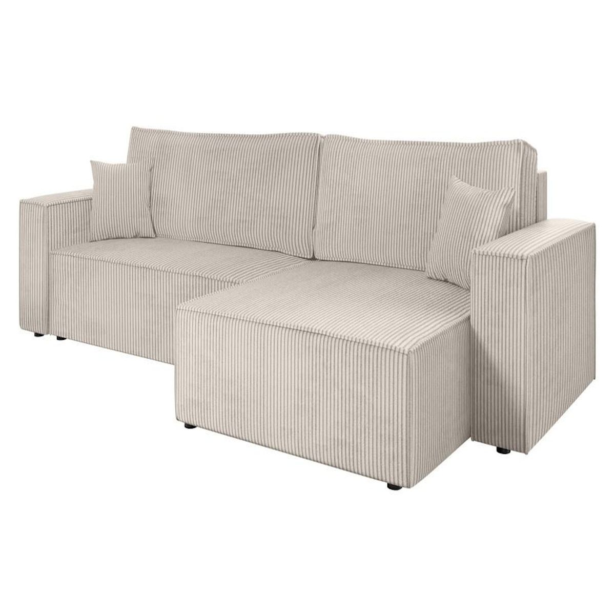 BEST MOBILIER Cezanne - canapé d'angle réversible 5 places convertible avec coffre en velours côtelé