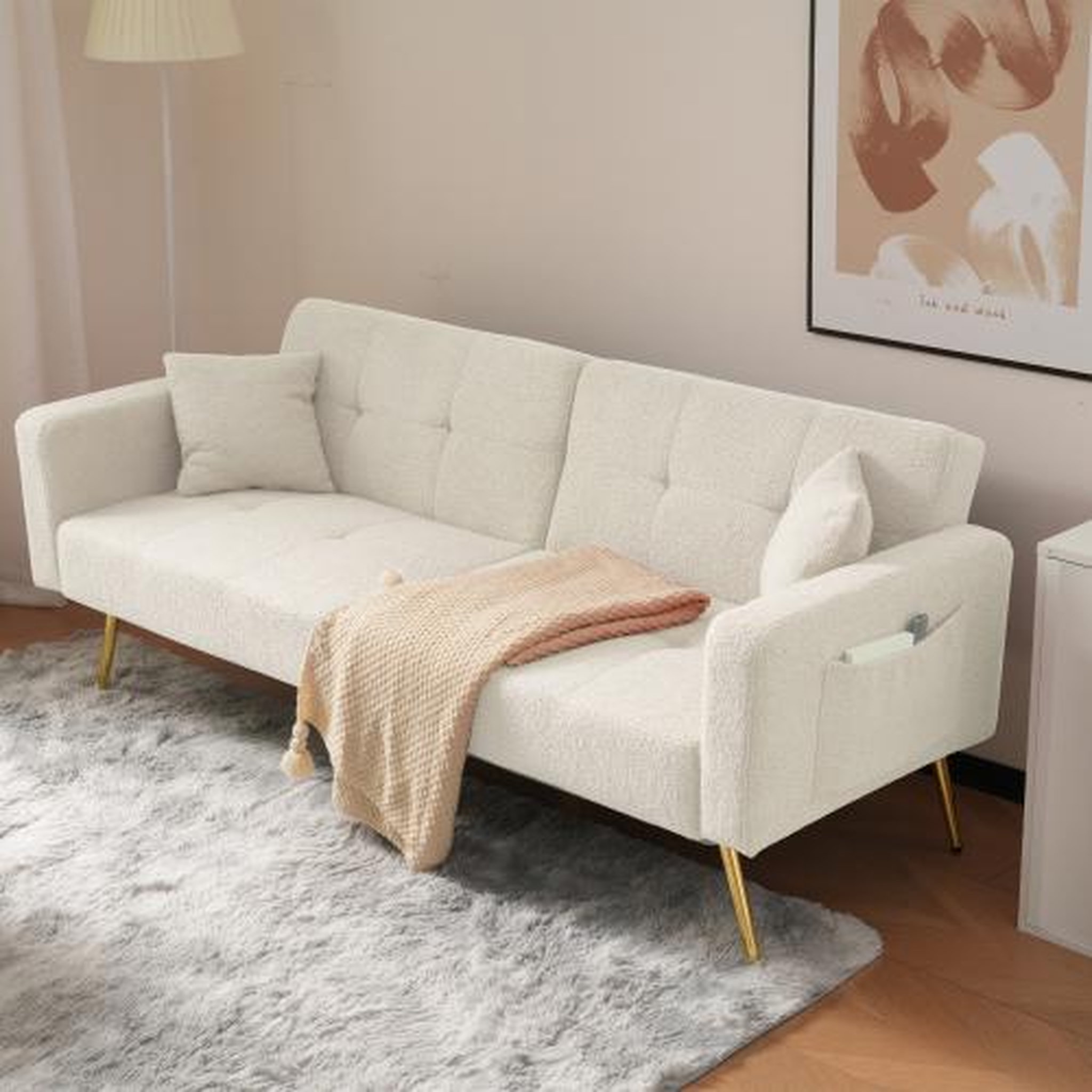 Voir la diapositive 2 : MERAX Canapé droit convertible 2 places tissu