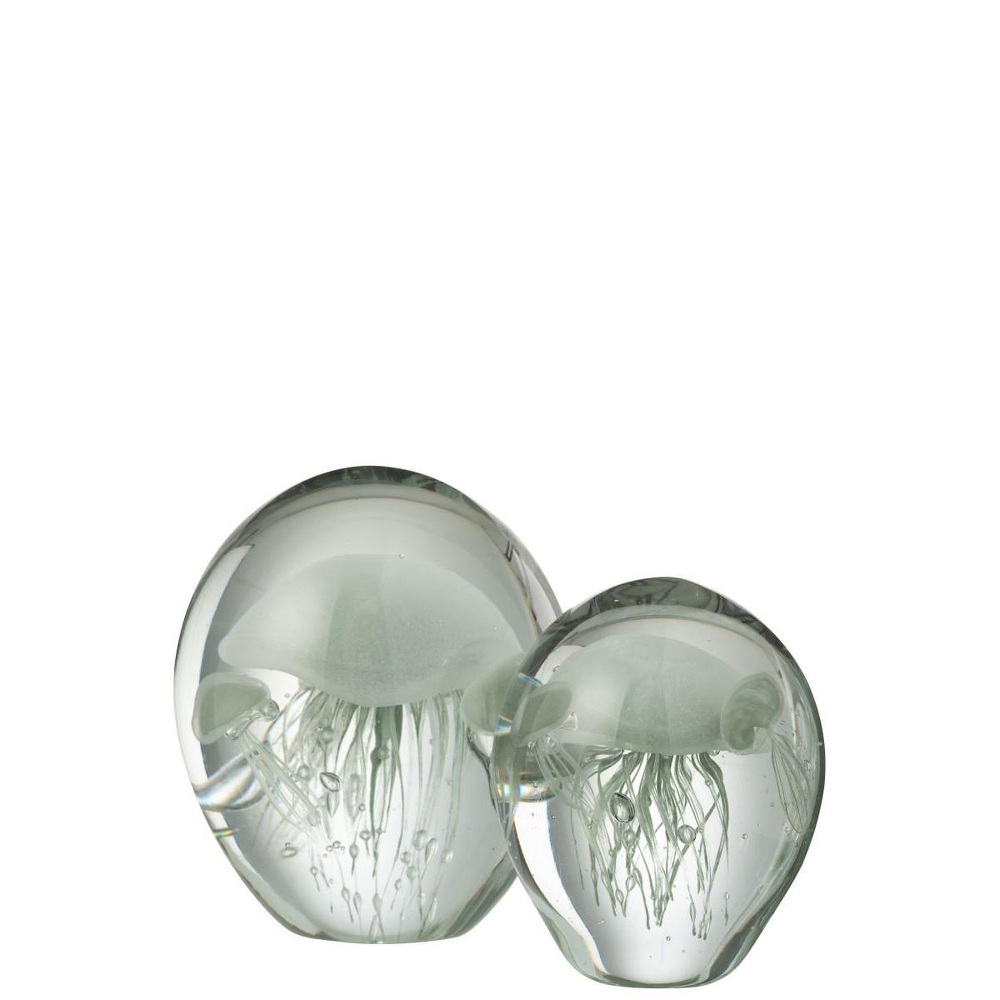 Voir la diapositive 2 : J-LINE Presse-papier en verre méduses  calypso  12cm vert