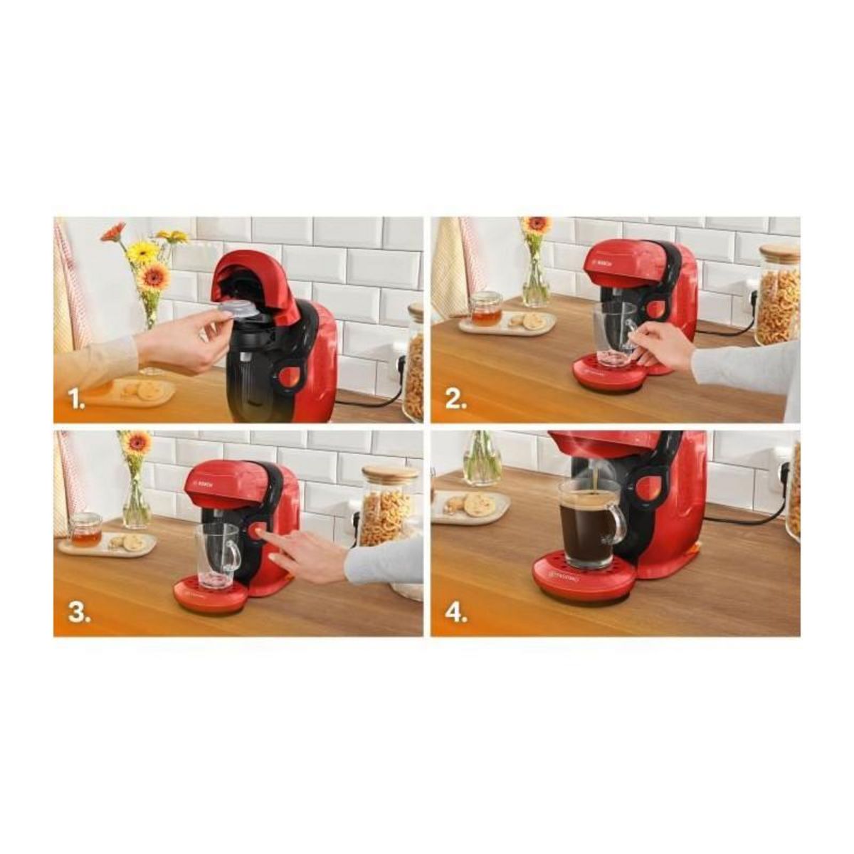 BOSCH Machine a café multi-boissons - BOSCH - TASSIMO - T11 Style rouge - 1400 W