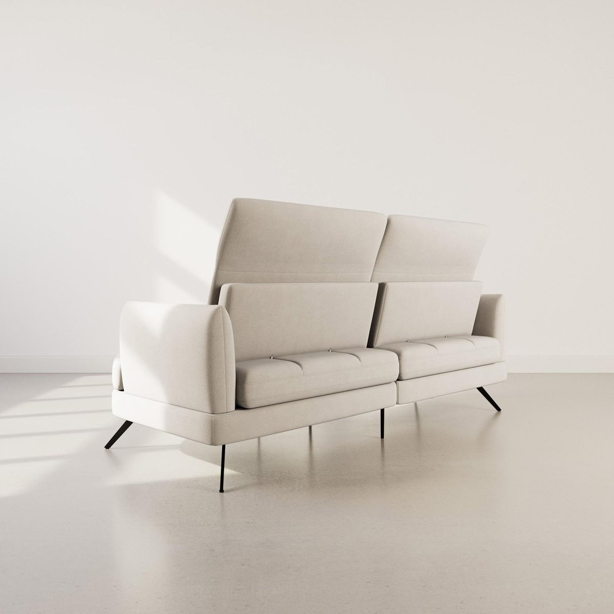 LISA DESIGN Terry - canapé d'angle droit 4 places avec têtières réglables en tissu texturé