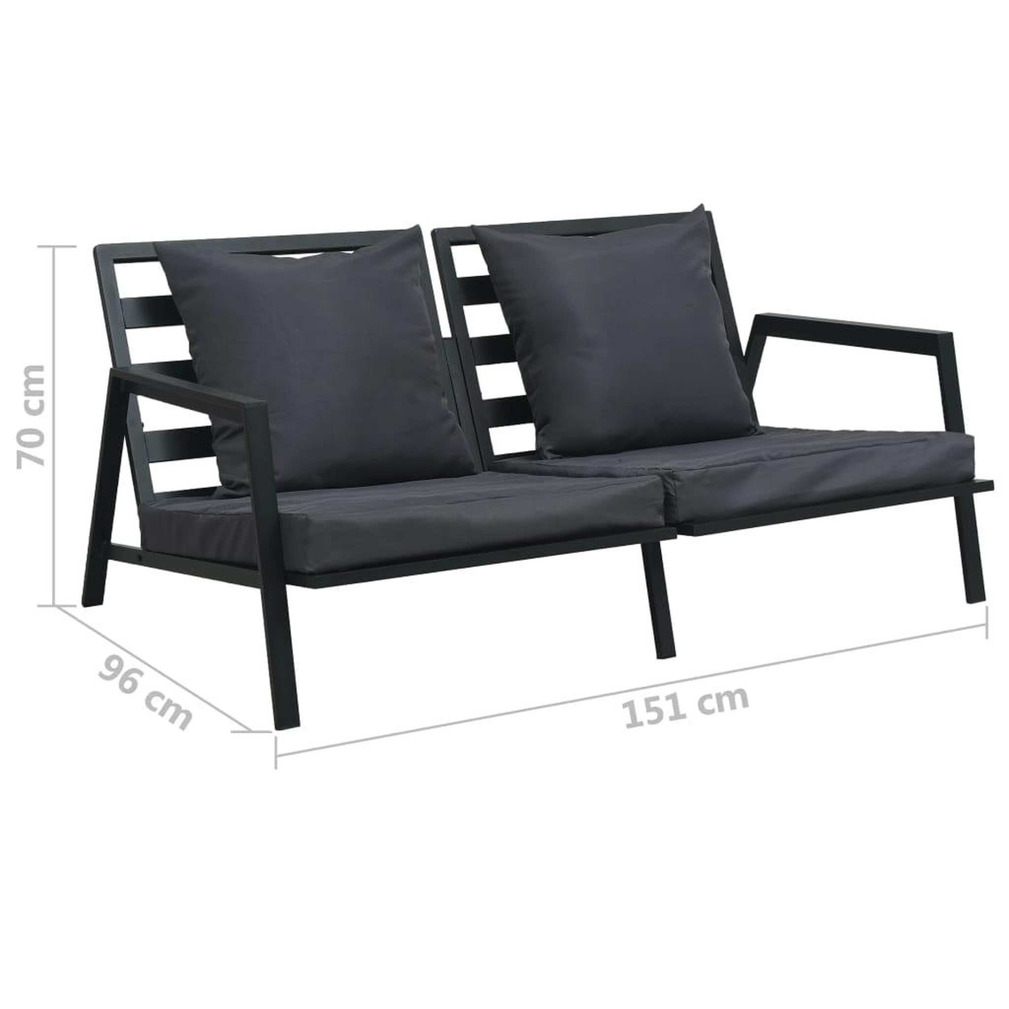 Voir la diapositive 6 : VIDAXL Salon de jardin 5 pcs avec coussins aluminium gris fonce