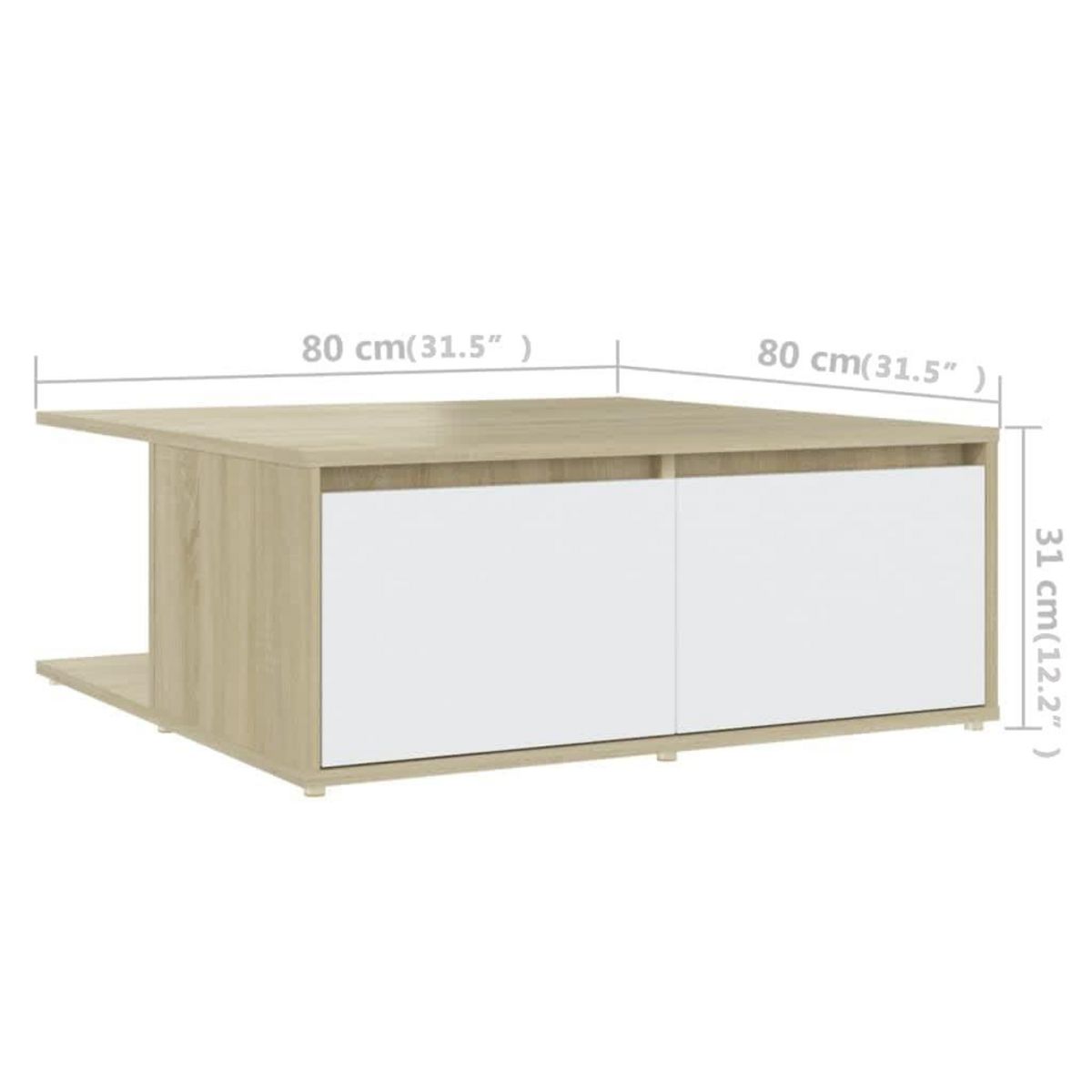 VIDAXL Table basse blanc et chene sonoma 80x80x31 cm bois d'ingenierie