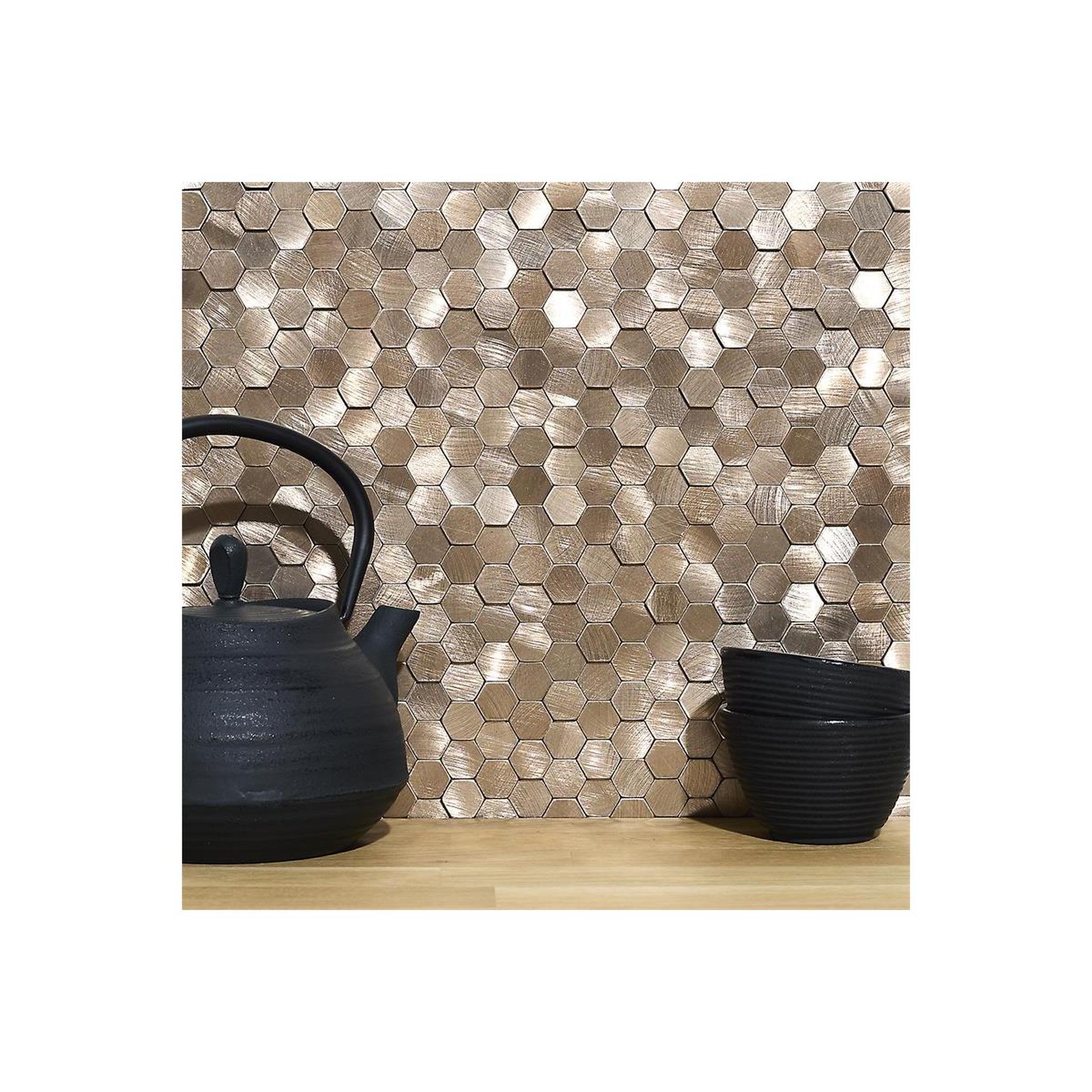 Voir la diapositive 2 : Je cherche une idee Crédence adhésive  mosaïque  31x31cm bronze