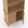 Voir la diapositive 6 : ID MARKET Etagère bibliothèque 4 niveaux avec placard JULIETTE lattes tasseau bois coloris chêne