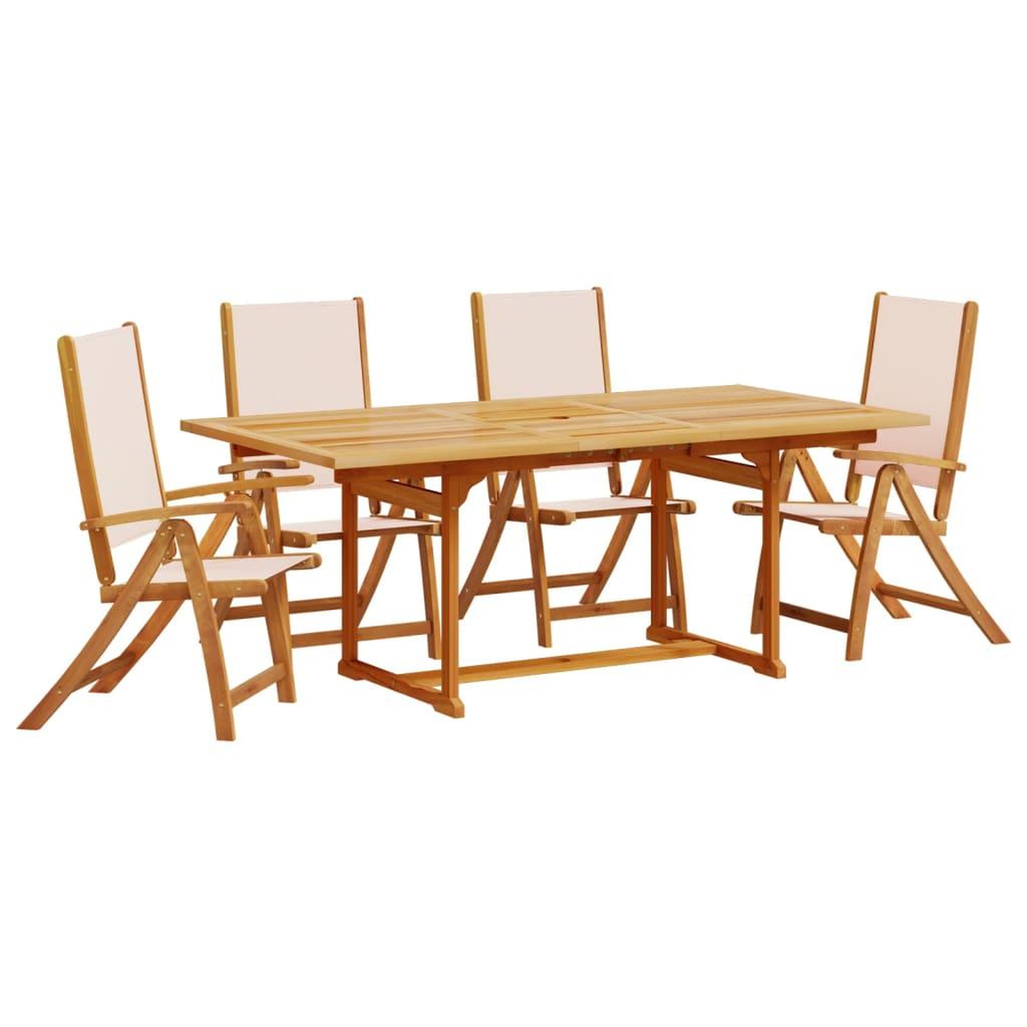 Voir la diapositive 2 : VIDAXL Ensemble a manger de jardin 5pcs bois d'acacia solide textilene