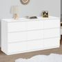Voir la diapositive 2 : ID MARKET Commode 9 tiroirs TOMI XXL 136 cm bois blanc
