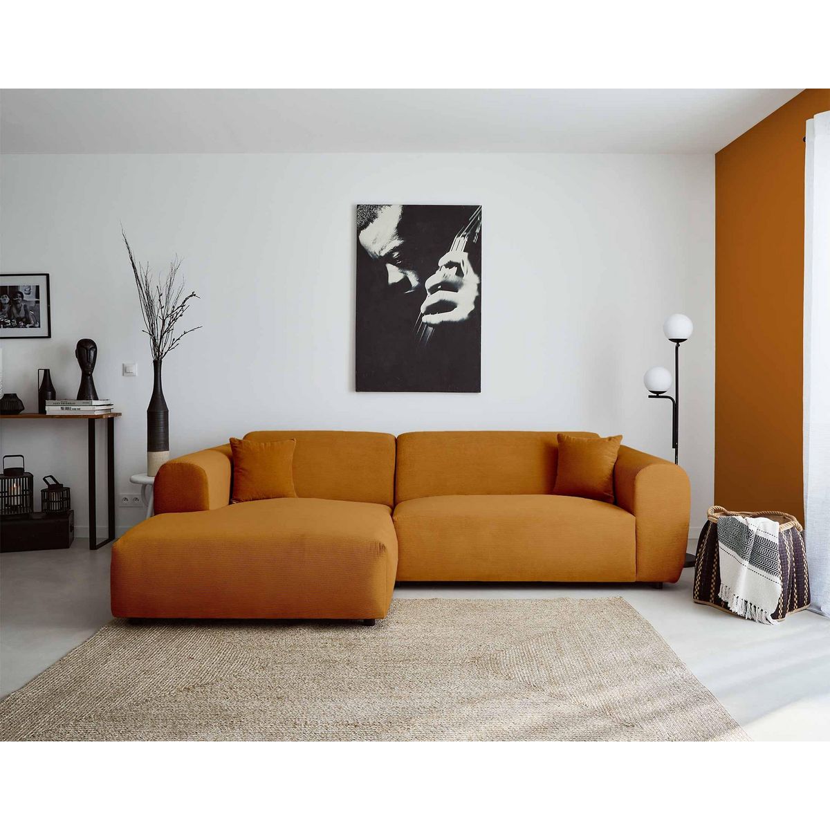 LISA DESIGN Aumance - canapé d'angle gauche 4 places - en velours côtelé