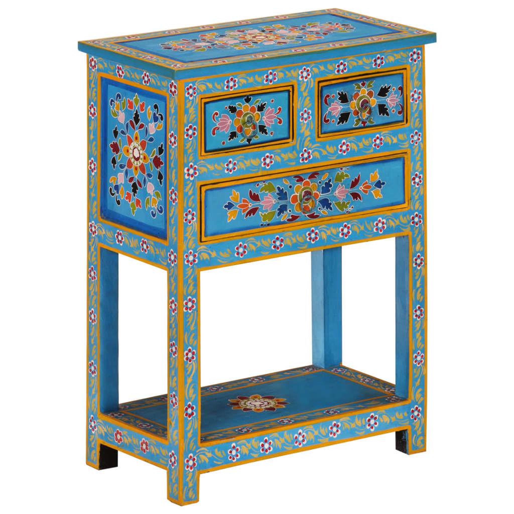 Voir la diapositive 1 : VIDAXL Buffet turquoise 55x30x76 cm bois massif de manguier
