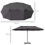 Voir la diapositive 3 : OUTSUNNY Parasol déporté grande taille XXL inclinable dim. 4,4L x 2,7l x 2,5H m piètement en acier inclus polyester gris