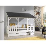 Paris Prix Pack - Lit Cabane Enfant & Tiroir  Housebed III  90x200cm Blanc & Noir