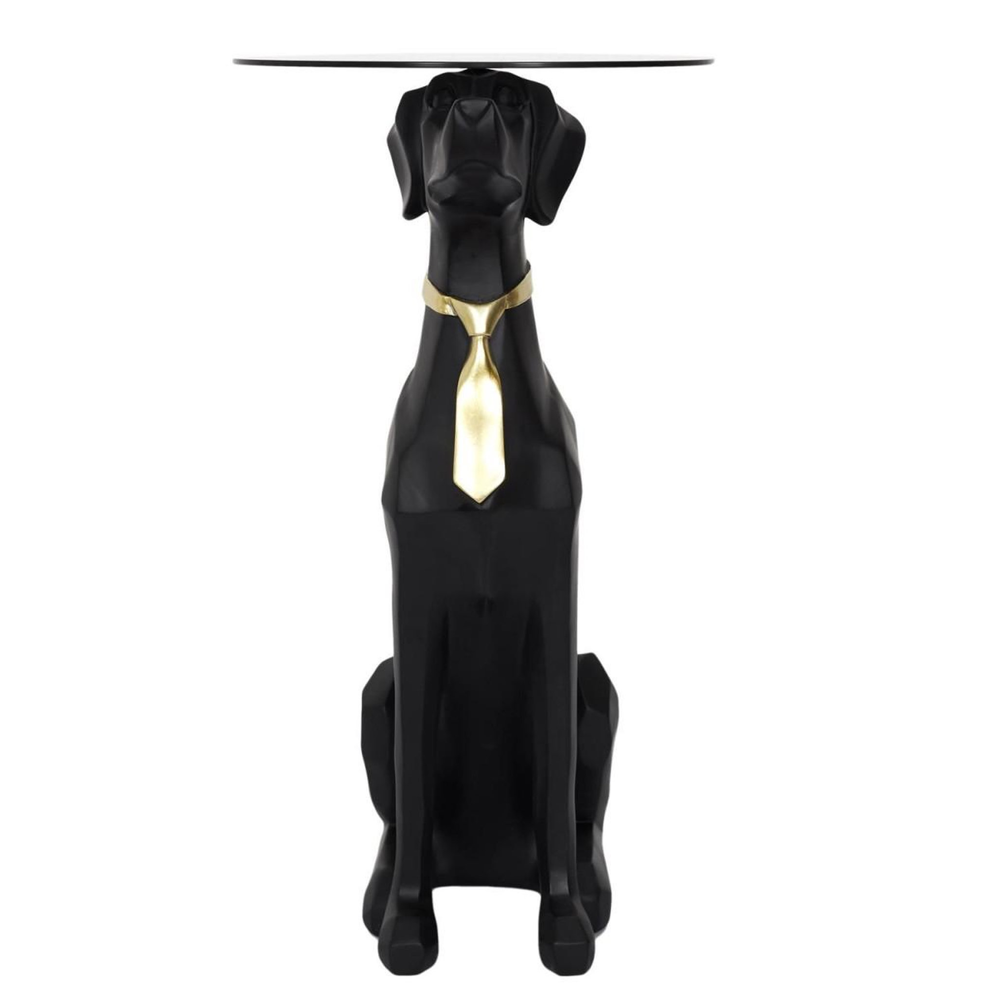 Voir la diapositive 2 : The Home Deco Factory Table d'appoint déco  chien assis  66cm noir & or