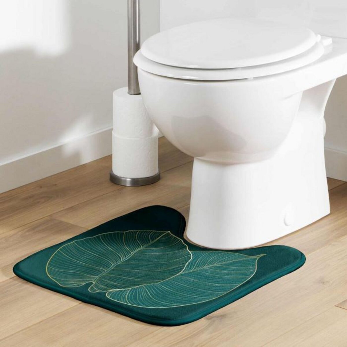 Paris Prix Tapis Contour WC Microfibre  Jade  45x45cm Vert