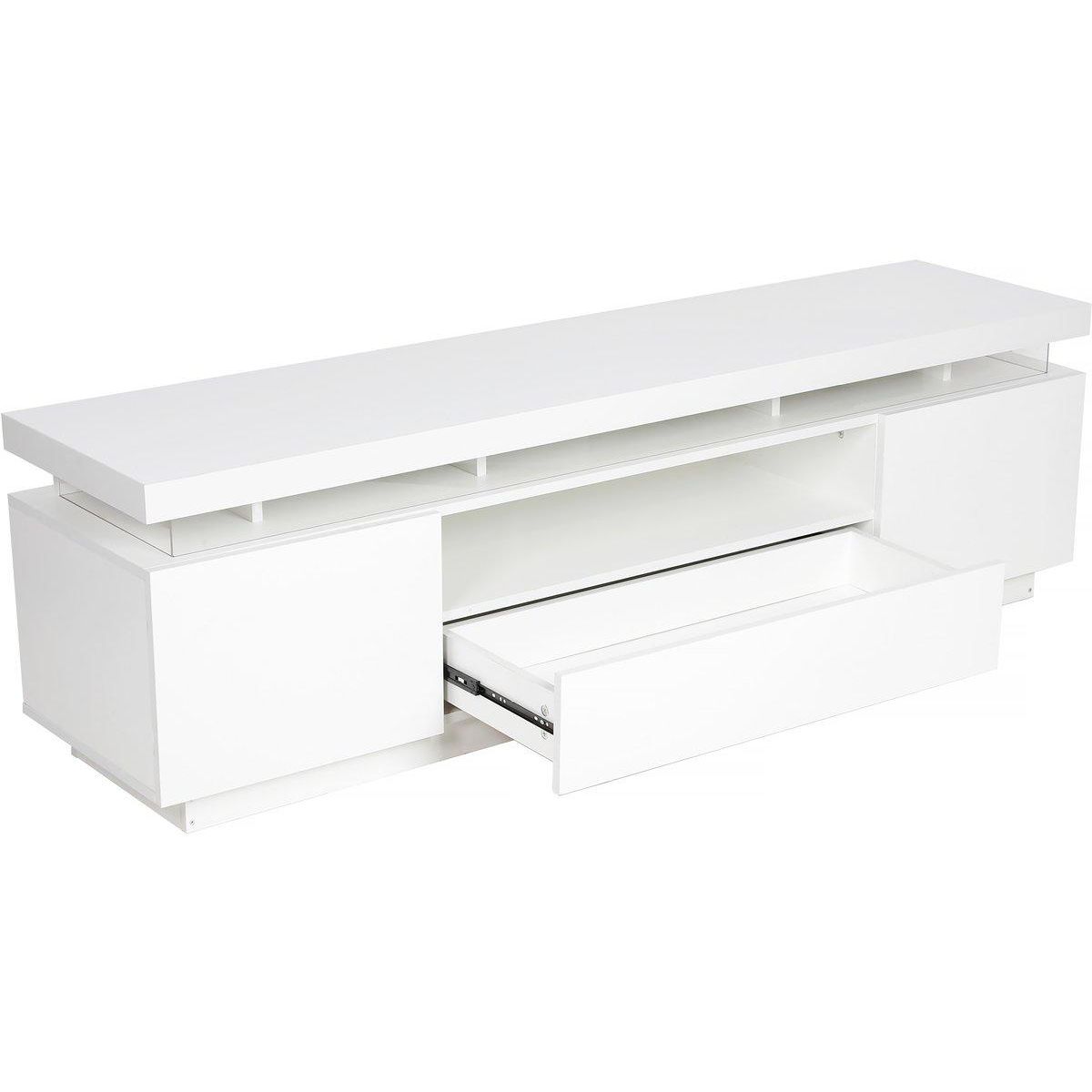 Habitat et Jardin Meuble TV LED Laqué  Ruth  - 165 x 40 x 49 cm - Blanc