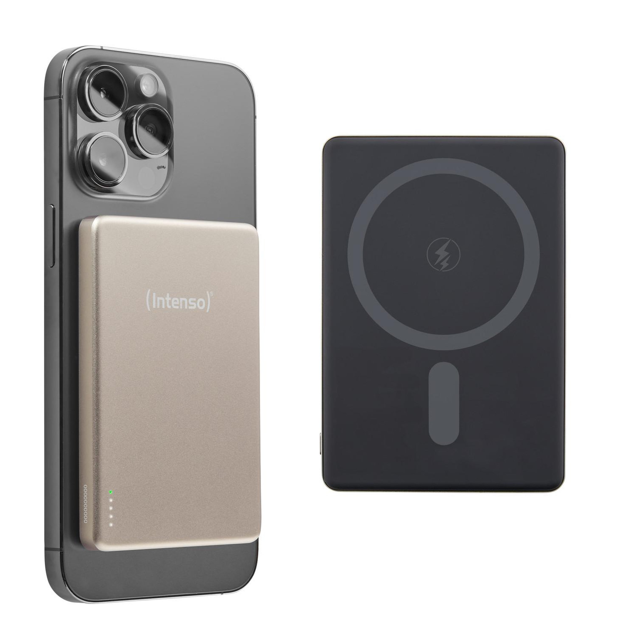 Intenso Intenso batterie externe magnétique mw5000 5000 mah – compatible magsafe, charge sans fil 15w, usb-c pd 20w, fine & compacte – testée en allemagne – champagne