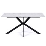 ID MARKET Table à manger rectangle ALIX 8 personnes pied araignée noir et plateau effet marbre blanc ALASKA 160 cm