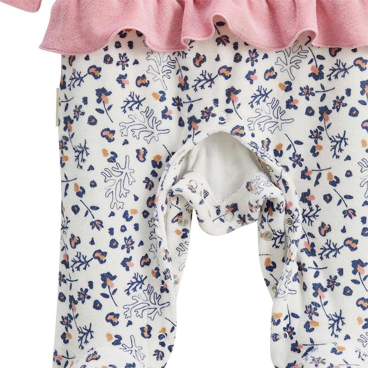 Petit Béguin Pyjama bébé en velours Céleste