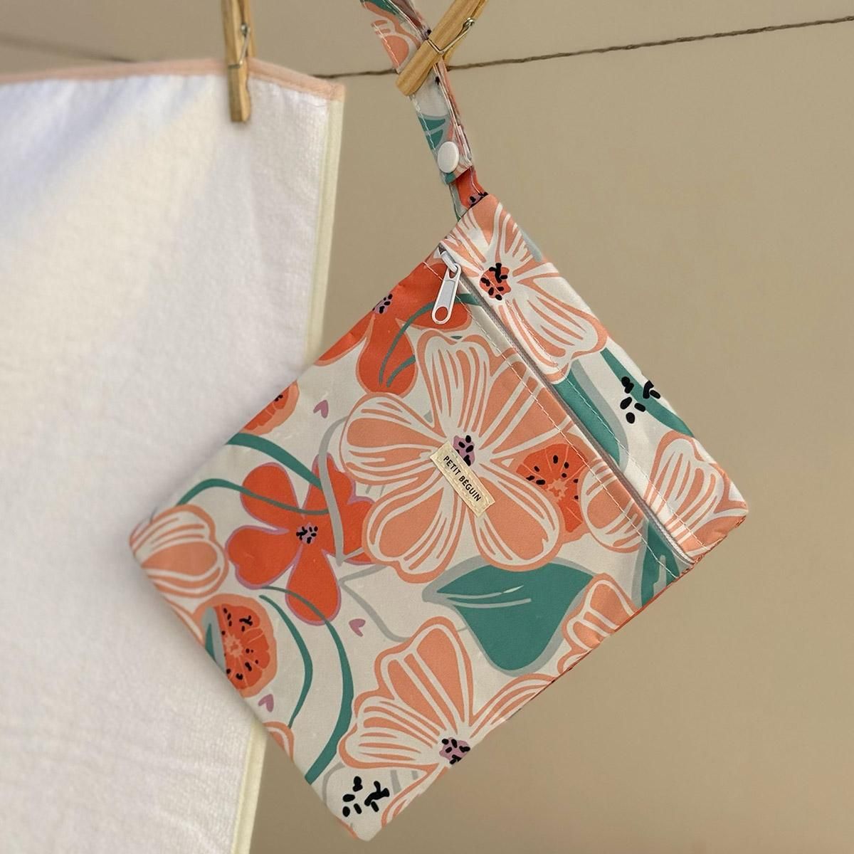 Petit Béguin Serviette de bain bébé + pochette Fleur