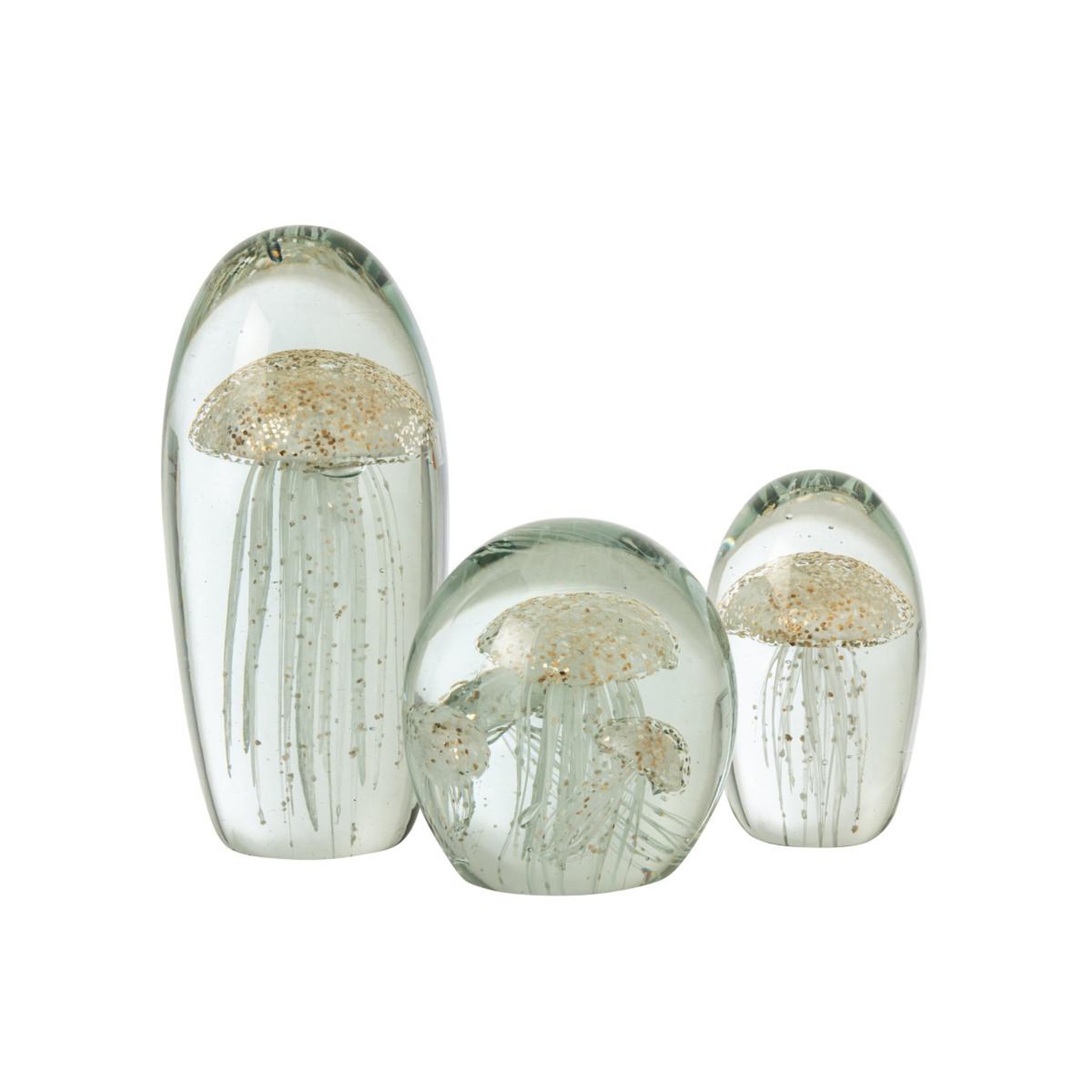 Voir la diapositive 2 : J-LINE Presse-papier méduse en verre  esther  13cm blanc