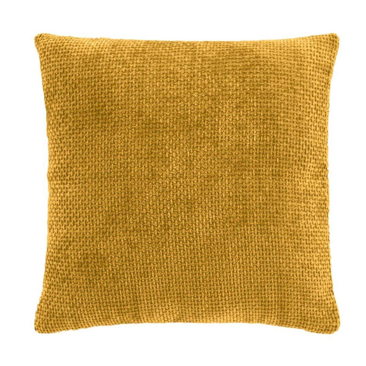 Paris Prix Housse de Coussin en Velours Chenille  Leo  40x40cm Ocre