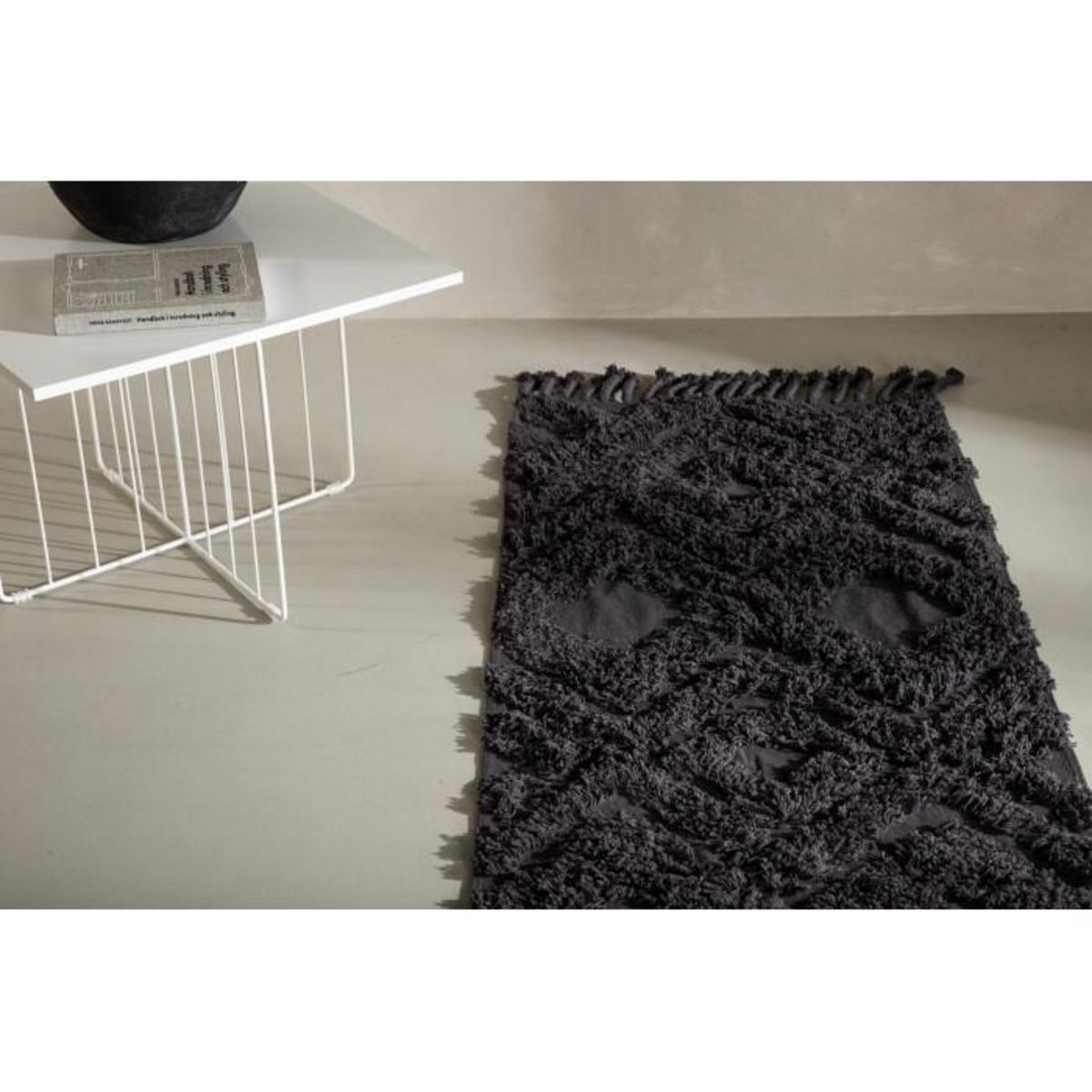 Paris Prix Tapis de Couloir Tufté  Hilma  70x200cm Gris Foncé