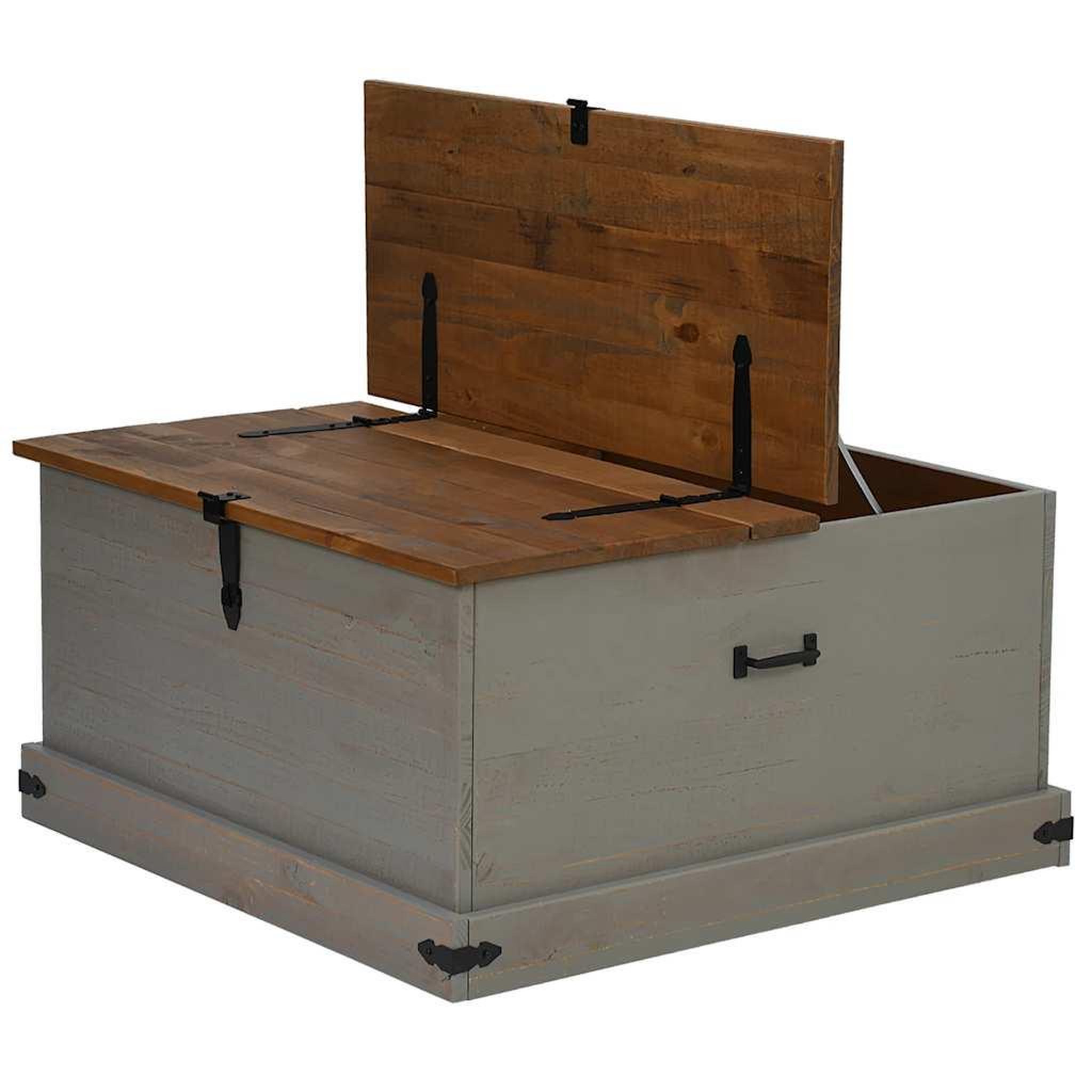 Voir la diapositive 5 : VIDAXL Coffre de rangement HALDEN gris 91x91x47 cm bois massif pin