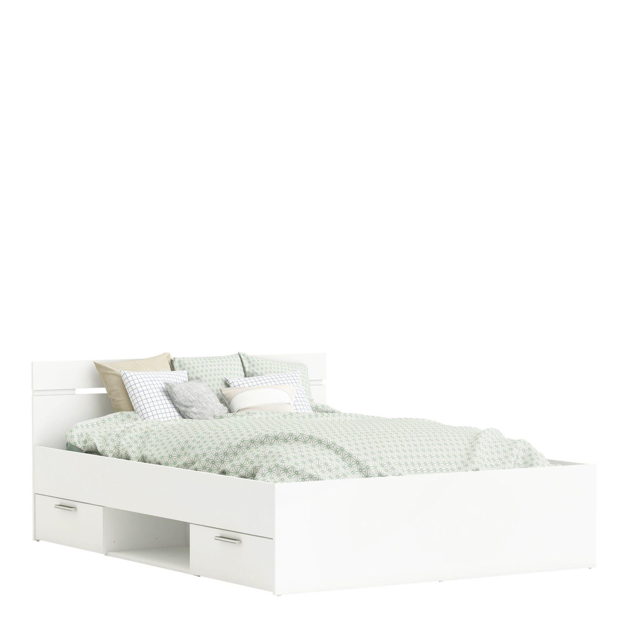 Voir la diapositive 4 : Demeyere Lit adulte 2 tiroirs - MICHIGAN - Blanc - 140 x 190 cm - DEMEYERE