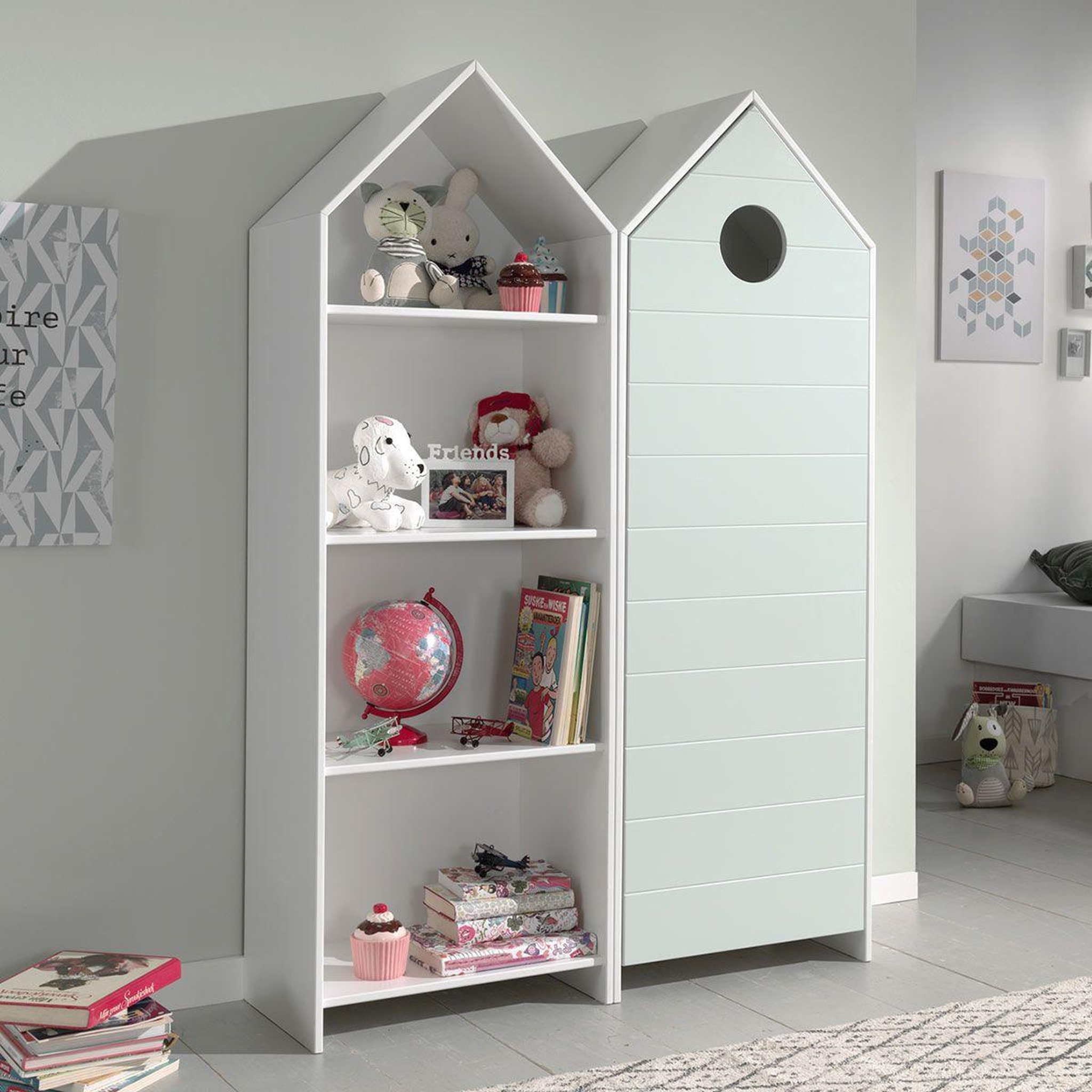 Paris Prix Pack - étagère & armoire 4 niveaux  casami  171cm blanc & menthe