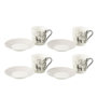 Voir la diapositive 2 : Paris Prix Lot de 4 Tasses à Café & Sous-Tasses  Renne  8cl Gris