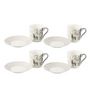 Voir la diapositive 2 : Paris Prix Lot de 4 Tasses à Café & Sous-Tasses  Renne  8cl Gris