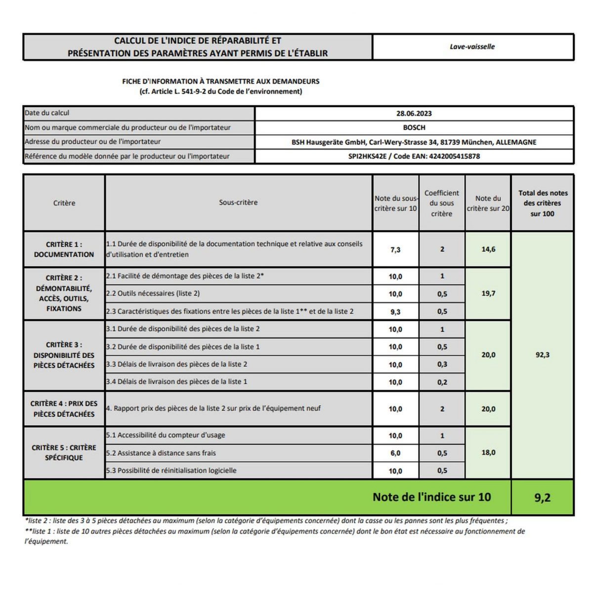BOSCH Lave-vaisselle 45cm 10 couverts 46db intégrable avec bandeau metallic - SPI2HKS42E