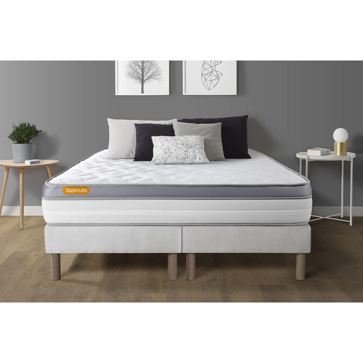 SEPTNUITS Matelas + double sommier Memo Zen Mousse à mémoire de forme 5 zones de confort MAXI épaisseur