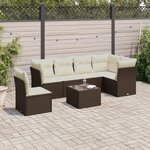VIDAXL Salon de jardin avec coussins 7 pcs marron resine tressee