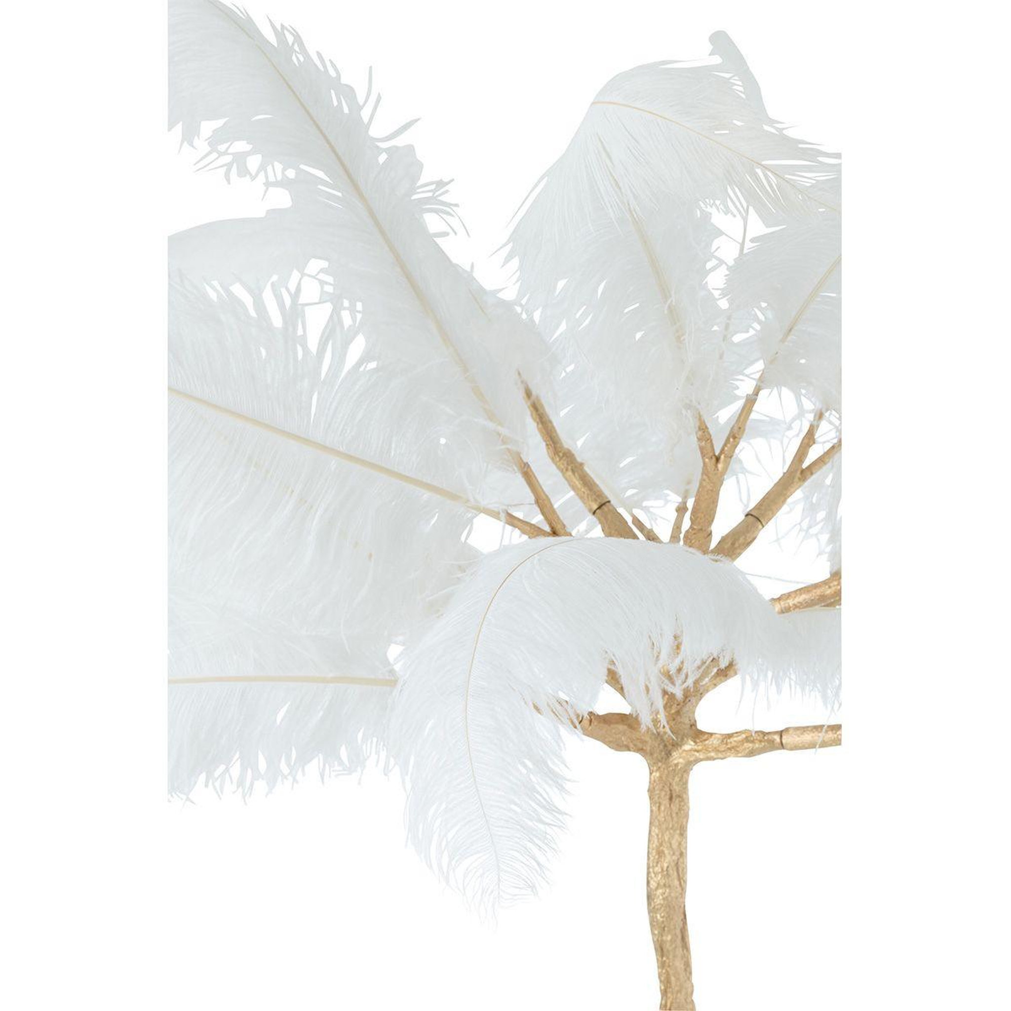 Voir la diapositive 2 : J-LINE Arbre déco en métal  plumes  190cm or & blanc