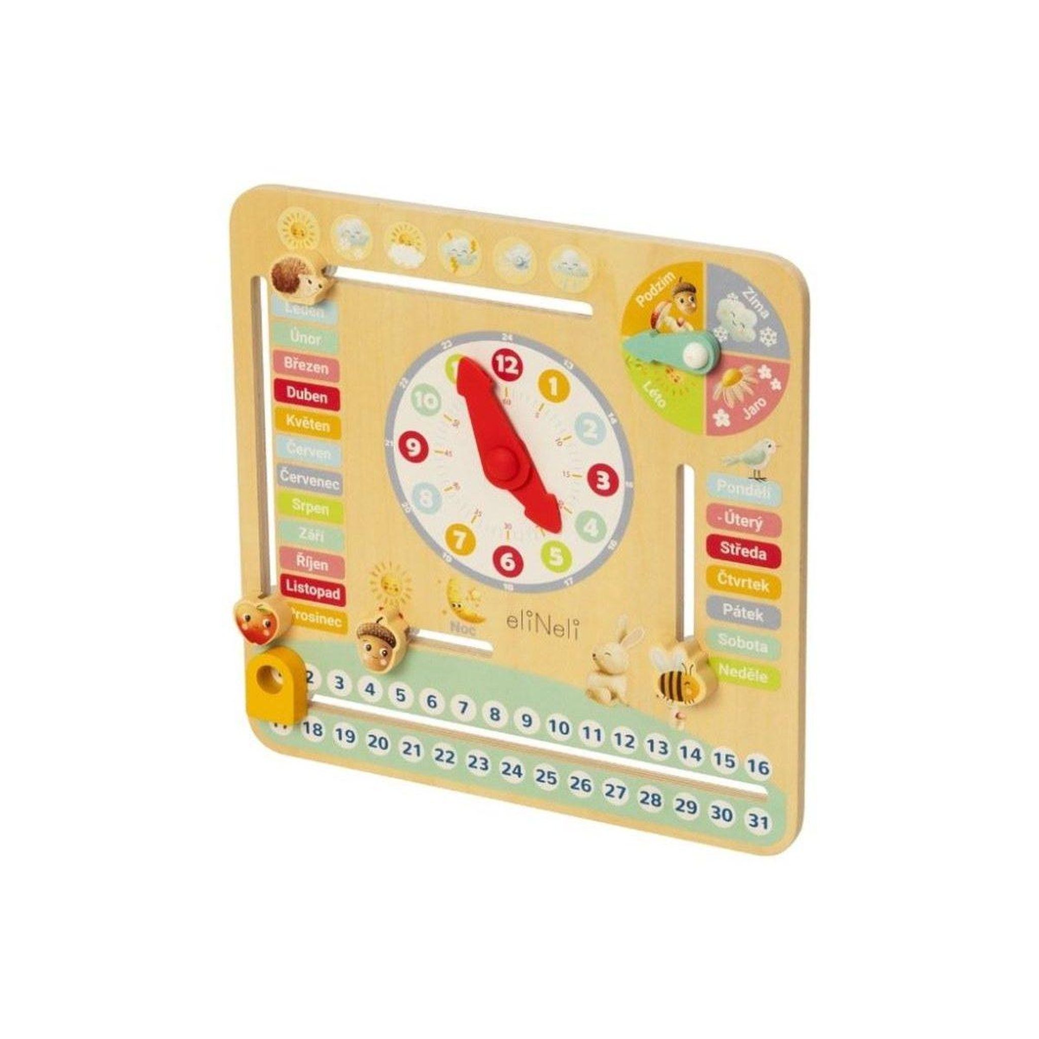 Voir la diapositive 4 : ELINELI Calendrier en bois avec horloge