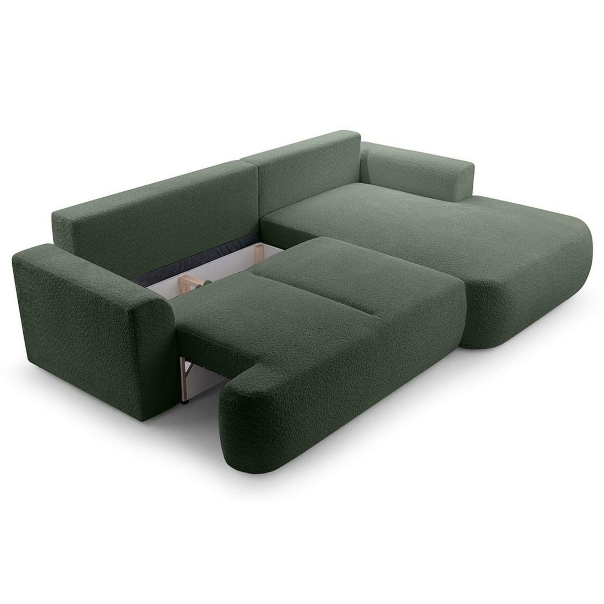 BEST MOBILIER Candela - canapé d'angle droit 4 places - convertible avec coffre - en tissu bouclette