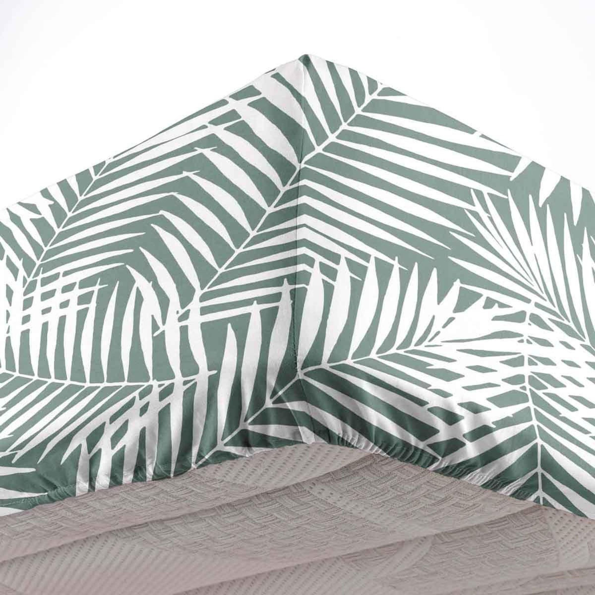 Paris Prix Drap Housse en Coton  Botania  90x190cm Sauge