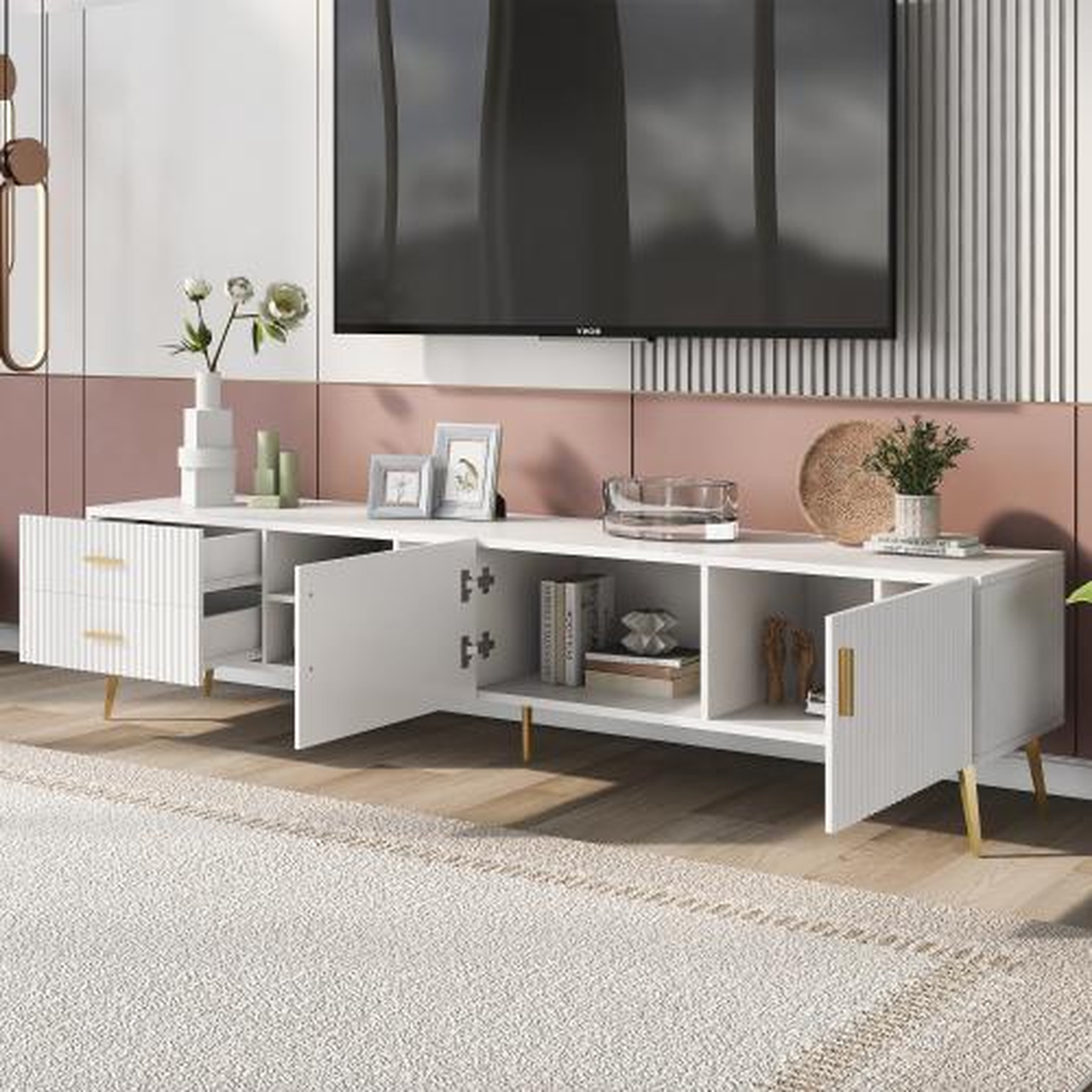 Voir la diapositive 4 : MERAX Meuble tv blanc 180 cm mdf