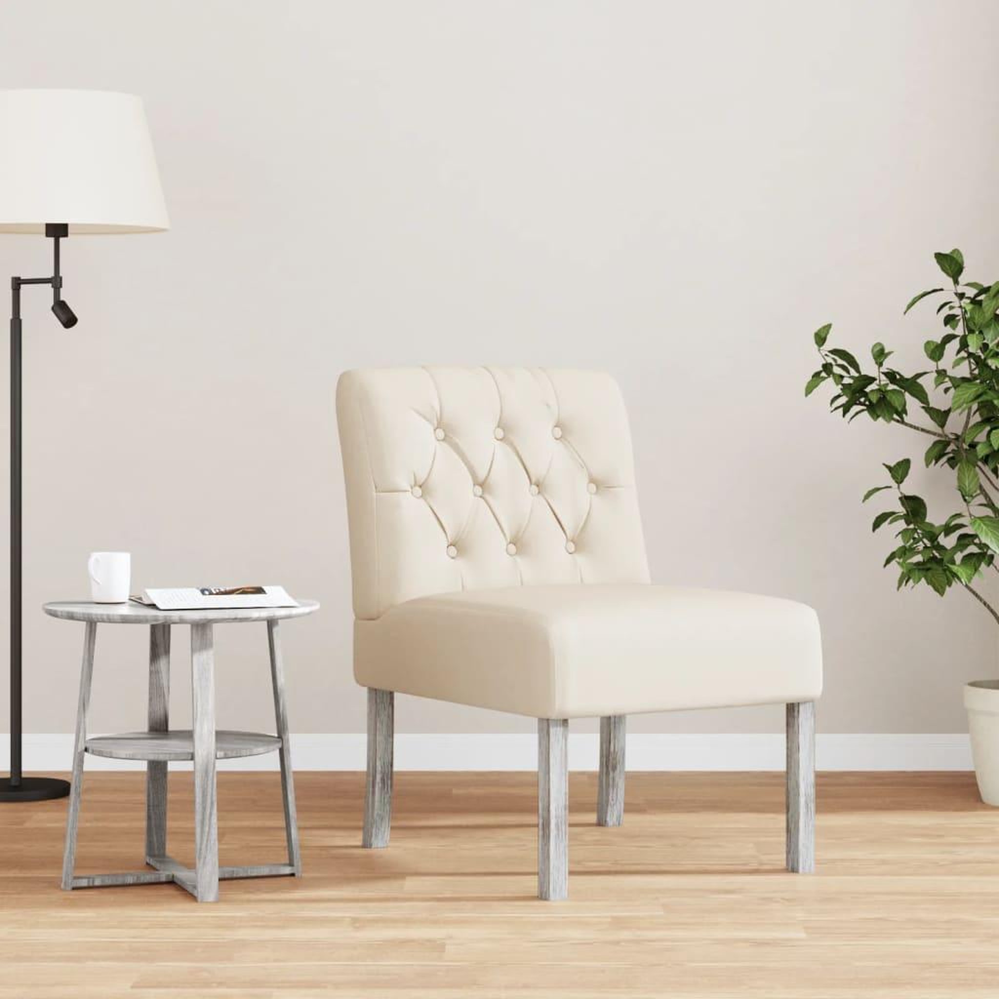 VIDAXL Fauteuil sans accoudoirs lin design de boutons