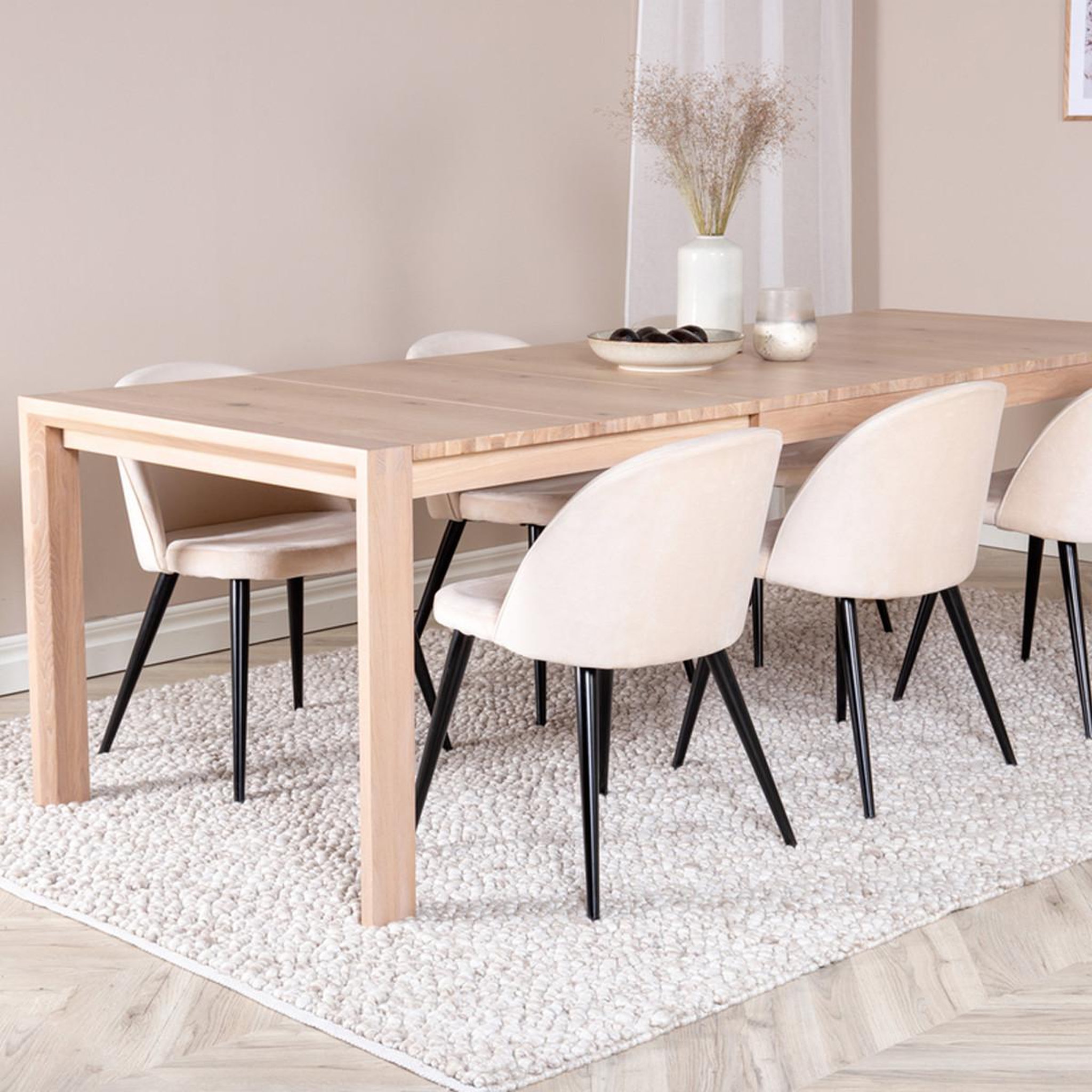 Voir la diapositive 5 : Paris Prix Ensemble table à manger extensible & 6 chaises  slider & velvet  170-250cm beige
